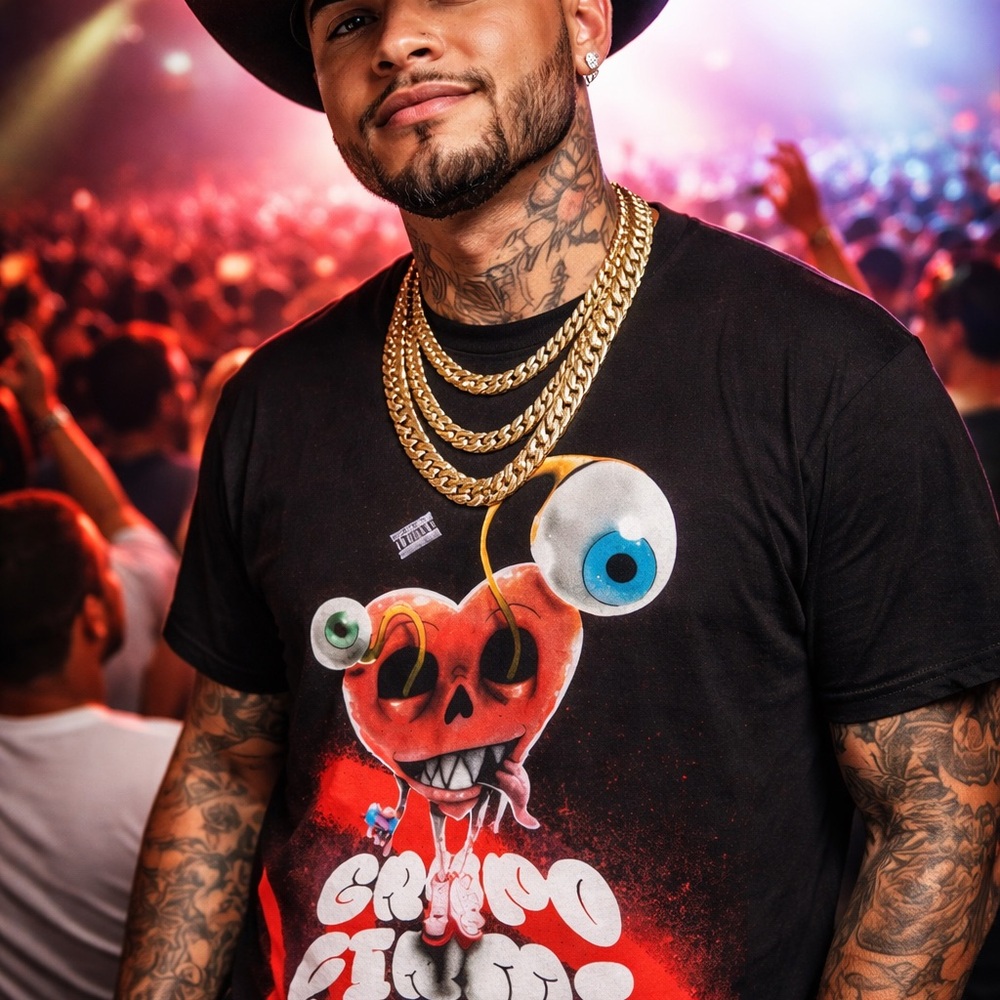 Grupo Firme 2024 La Última Peda Tour Shirt XL Graffiti Heart Official VIP Merch!